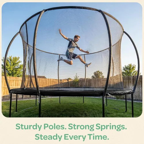 Miniatura 8 de JoyBerri Trampoline Outdoor - Upsurge ASTM Certified Safe 8Ft 10Ft 12Ft 14Ft 15Ft 16Ft Recreational Trampoline for Kids and Adults. Anti-Rust Negro