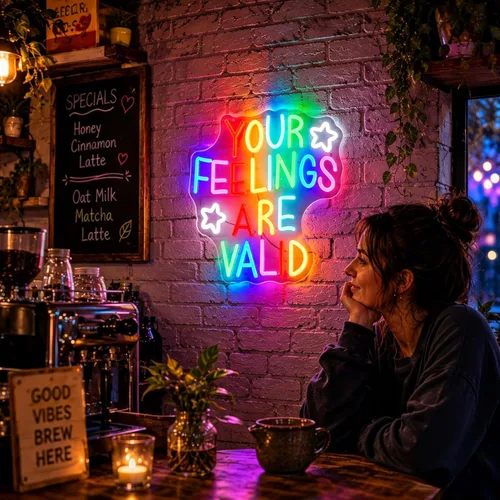 Miniatura 6 de Neon Sign for Wall Decor Dimmable Your Feelings Are Valid Neon Sign Led Neon Lights Light Up Signs for Room Gift Decoration USB Powered