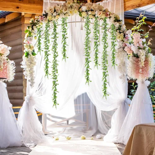 Miniatura 3 de Dolicer Guirnalda de eucalipto, paquete de 2 unidades, vegetación sintética de 12 pies, guirnaldas colgantes falsas para telón de fondo de boda