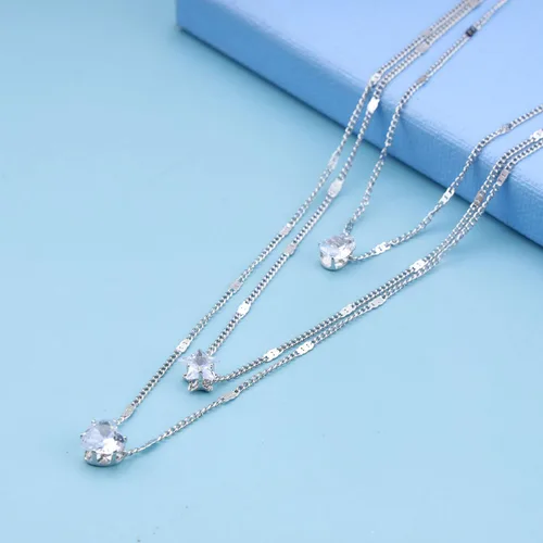 Miniatura 6 de YienDoo Collar de cristal con capas de estilo bohemio, gargantilla de lágrima de cristal, corazón, gotas de agua, estrella, collar multicapa dorado