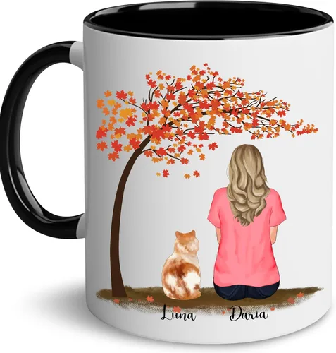 Miniatura 18 de WHIDOBE Taza personalizada de gato (1 gato) de 11 onzas, taza de 15 onzas para amantes de los gatos con avatar, gatito, nombres, regalo