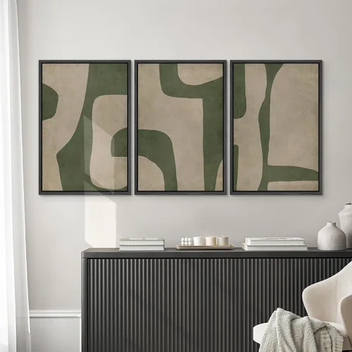 Miniatura 444 de SIGNWIN Lienzo enmarcado para pared, arte con pinceladas de flujo neutro en tonos beige abstractos, ilustraciones, arte moderno, decorativo