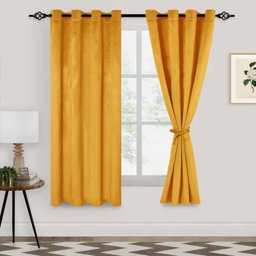 Miniatura 10 de XWZO Cortinas de terciopelo azul de 63 pulgadas de largo, elegantes cortinas de lujo suaves para sala de estar, aislamiento térmico, oscurecimiento