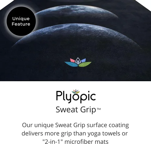 Miniatura 7 de Plyopic. Tapete de yoga todo en uno, combo de tapete de lujo con agarre para el sudor, ideal para yoga, yoga caliente, bikram, pilates, Moons