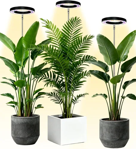 Miniatura 11 de yadoker 72 LEDs Luz de cultivo de plantas para plantas de interior, Luz de escritorio de aluminio con grano de madera de nogal LED, Altura