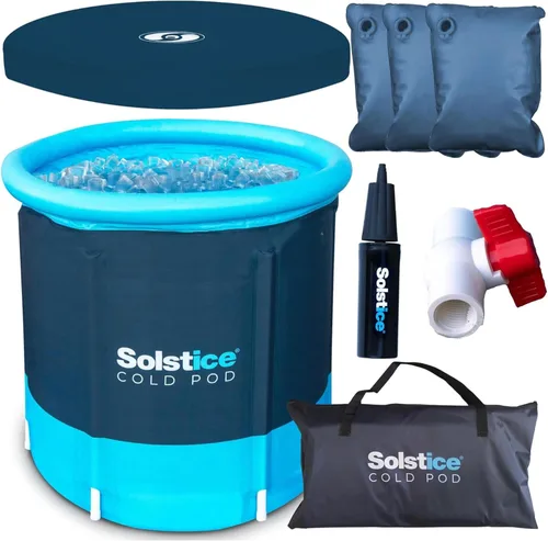Miniatura 10 de SOLSTICE Bañera fría para 1-2 personas, bañera inflable con tapa aislada, capacidad de 100 galones, incluye bomba, interior espacioso de 30 pulgadas