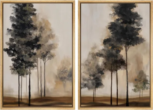 Miniatura 80 de IDEA4WALL - Set de lienzos enmarcados para pared, diseño tropical, selva, hoja de plátano, guepardo rosa, gato, naturaleza, desierto, arte digital
