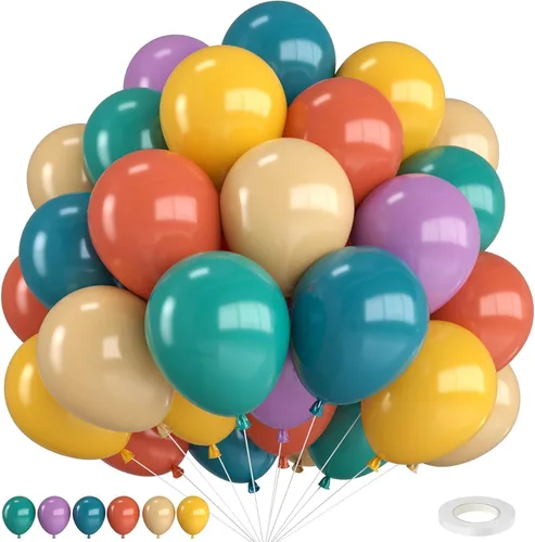 Miniatura 13 de Globos de látex azul marino, azul oscuro, verde y blanco, 12 pulgadas, con cinta para cumpleaños, baby shower, safari en la selva, decoraciones