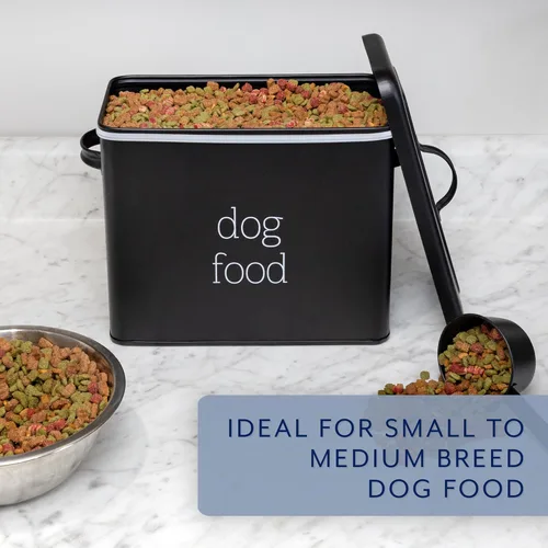 Miniatura 7 de AuldHome Design - Contenedor retro para comida de perro (negro); contenedor de almacenamiento moderno de estilo granja para comida de mascotas