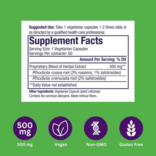 Miniatura 9 de Paradise Herbs Extracto de Rhodiola 500 mg, antioxidante súper potente, ultra puro, vegano, sin OMG, sin gluten, 60 cápsulas vegetarianas