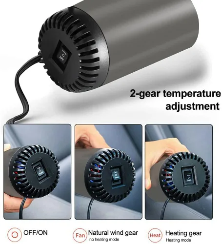 Miniatura 9 de Descongelador de parabrisas portátil de 12 V 150 W giratorio 180° para automóvil, SUV, camión, caravana, remolque, se conecta al encendedor