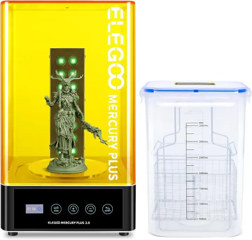 ELEGOO Mercury Plus 2.0 Estación de Lavado y Curado, Diseño Mejorado 2 en 1 Caja de Lavado y Curado de Resina UV con Cubo de Lavado, Tamaño de