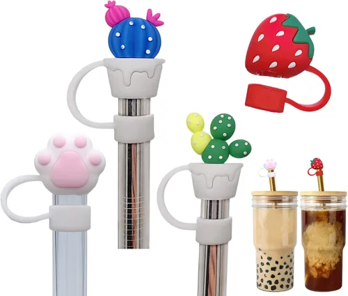 Miniatura 9 de 4 fundas grandes para pajitas Boba, 0.472 in y 0.551 in, puntas de paja de silicona jumbo para pajitas de vidrio Boba anchas y grandes