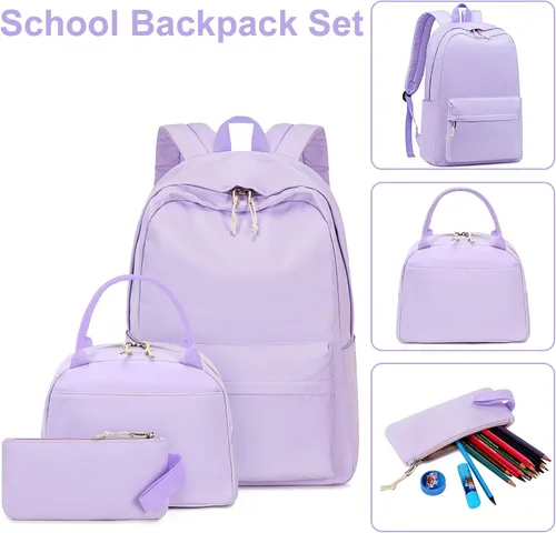 Miniatura 34 de Bluboon Juego de mochila para adolescentes, mochila escolar para niñas, lonchera y lápices, bolsas para estudiantes, 3 en 1, rosa-3 juegos, Escuela