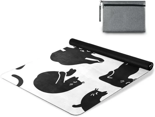 Cute Chubby Frog Yoga Mat, 71 x 26 Inch Non-slip Yoga Mats Folding Travel Exercise Mat Indoor Outdoor Gym Pilates with Storage Bag for Women Men A03