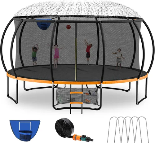 Miniatura 9 de Kiivakii - Trampolines de 8 pies, 10 pies, 12 pies, 14 pies, 16 pies, para exteriores, para niños y adultos, trampolines recreativos con red