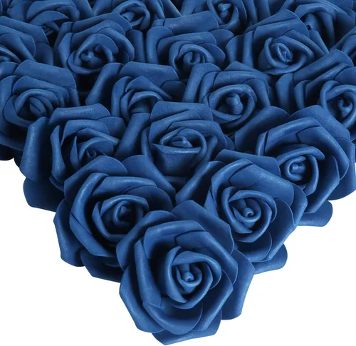 Miniatura 16 de IPOPU 100 unidades de rosas artificiales de aspecto real, rosas falsas de color rosa bebé, rosas de espuma rubor para centros de mesa de boda, Rosa