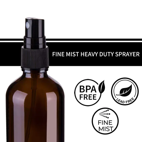 Miniatura 4 de Hydior Botella de spray de vidrio ámbar de 4 onzas para aceite esencial, botella de spray vacía de niebla fina, paquete de 6