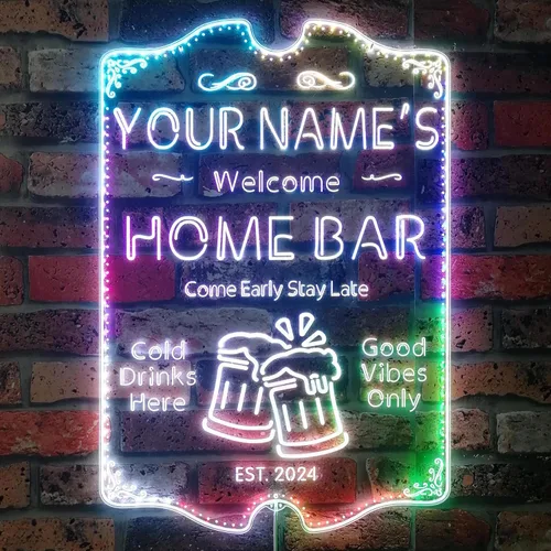 Miniatura 40 de ADVPRO Letrero de neón LED de doble color personalizado con tu nombre para bar casero de cerveza, año de establecimiento, blanco y morado, 16 x 12