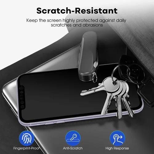 Miniatura 7 de JETech Protector de pantalla de privacidad de 360 grados para iPhone 15 de 6.1 pulgadas, película de vidrio templado antiespía de 4 vías