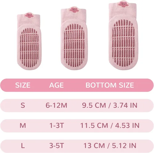 Miniatura 4 de BOOPH Calcetines antideslizantes para niños pequeños, 5 pares
