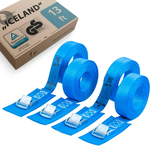 Miniatura 10 de valonic Islandia - Correas cortas de amarre - Paquete de 4, 1.6 pies x 1 pulgada, 1100 libras, certificado por TÜV Rheinl, almohadilla