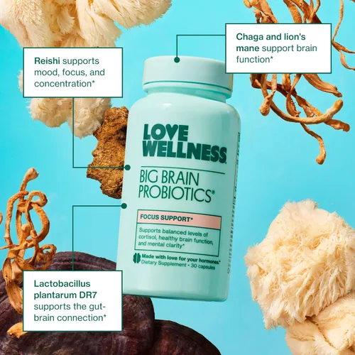 Miniatura 4 de Love Wellness Probióticos Big Brain Suplemento de apoyo cerebral nootrópicos Suplementos cerebrales para la memoria y la concentración