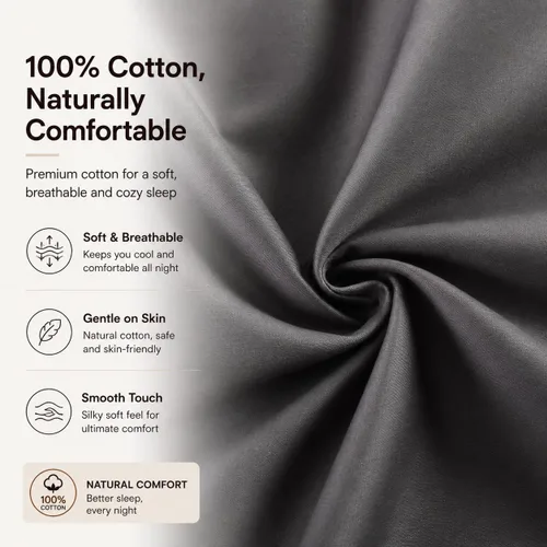 Miniatura 7 de Evolive Nueva Funda de Almohada Corporal de Hilo 300TC 100% Algodón con Cierre de Cremallera Oculto 21"x54" (Gris Carbón)