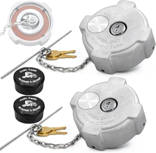 Paquete de 2 tapas de depósito de combustible hembra de 3 pulgadas con bloqueo de giro de 1/4, compatible con Freightliner Century 112, Cascadia