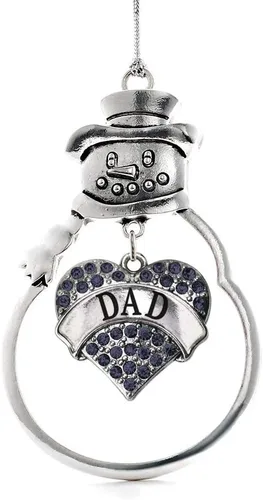 Miniatura 57 de Inspired Silver - Fuerza Aérea - Adorno de Navidad plateado - Adorno de árbol de Navidad con colgante de corazón azul con circonita cúbica