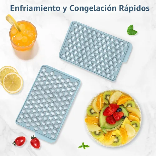 Miniatura 3 de WIBIMEN Bandejas Mini para Cubitos de Hielo, Bandejas Pequeñas y Redondas de Hielo en Forma de Guijarro Triturado para Congelador con Tapa - Para