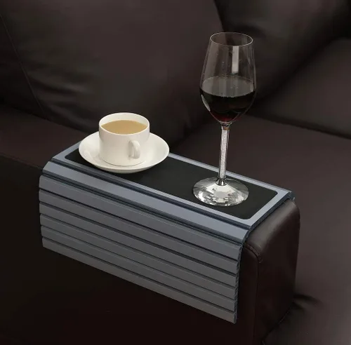 Miniatura 8 de GEHE Bandeja para Brazo de Sofá, Reposabrazos Flexible/Desplegable, Soporte para Tazas de Brazo de Sofá, Ideal para Bebidas, Snacks y Control