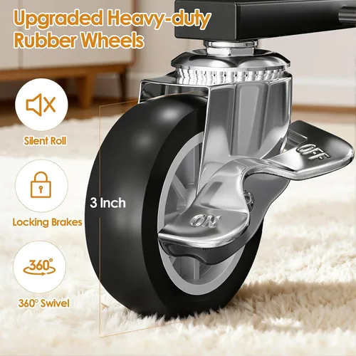 Miniatura 6 de Luxspire Perchero de ropa resistente, con carga de 600 libras, percheros con ruedas resistentes y estantes de 2 niveles, perchero ajustable