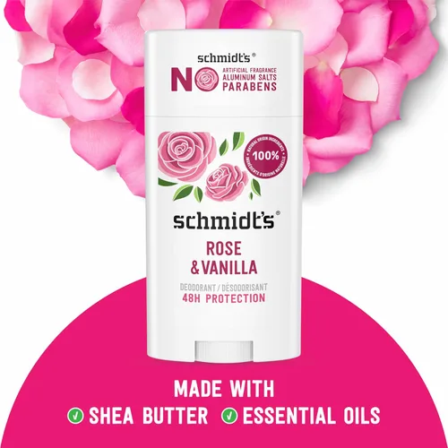 Miniatura 3 de Schmidt's Desodorante vegano sin aluminio, rosa y vainilla con protección contra olores las 24 horas, 2 unidades para mujeres y hombres