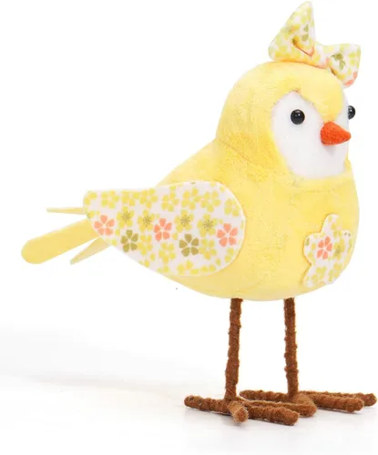 Miniatura 9 de Muñecos de pájaros de felpa de primavera de 6.3 pulgadas, adornos de figura de pájaros de pie con pierna larga, bufanda impresa y lazo, perfecto