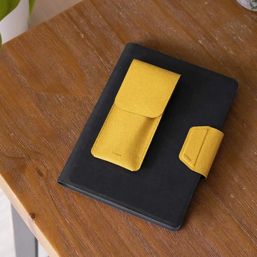 Miniatura 6 de LHiDS Estuche de cuero para lápices, bolsa para tres fuentes, bolígrafos y bolígrafos rollerball, estuche para lápices pequeño, organizador