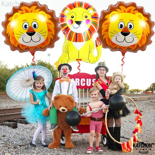 Miniatura 8 de Globo de carpa de circo de carnaval y globo de león – grande, 30 pulgadas Decoraciones de fiesta temática de carnaval Globos de carnaval