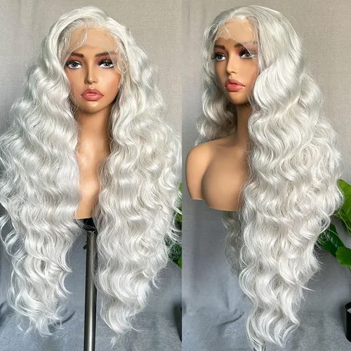 Miniatura 19 de SOKU Peluca negra de encaje frontal de 13 x 6 pulgadas, 32 pulgadas de largo, ligera, línea de cabello prearrancada con abuelitos, encaje suizo