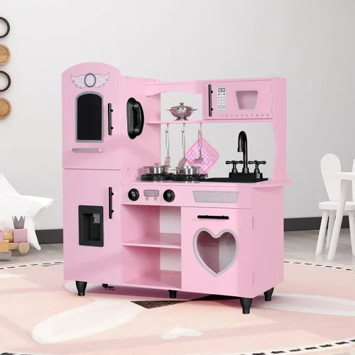 Miniatura 7 de TaoHFE Cocina de Juguete, Juego de Cocina Rosa para Niñas, Juego de Cocina para Niños de 6 a 8 Años, Regalo Juego de Cocina para Niños de 3+ Años