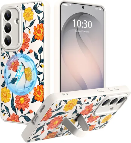 Miniatura 82 de Funda magnética compatible con Samsung Galaxy S25 Ultra para mujeres y hombres, estética flor de durazno, correa de muñeca ajustable incorporada