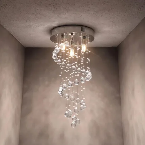 Miniatura 6 de 3-Lights Spairal Crystal Chandelier,Modern Raindrop Light Fixture Pendant Ceiling Mount Lamp Lighting Fixtures for LivingRoom, Bedroom, Bathroom D9