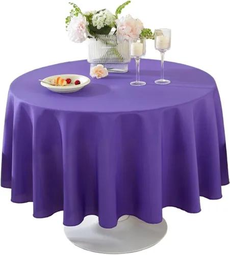 Miniatura 41 de Paquete de 2 Manteles Redondos de 120 Pulgadas de Carbón, Mantel de Poliéster Lavable para Uso en el Hogar, Fiestas, Bodas o Restaurantes.