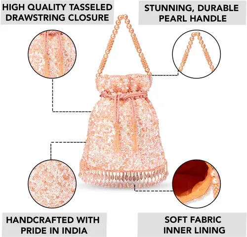 Miniatura 2 de Aheli Potli - Bolso de noche hecho a mano para mujer, elegante bolso de pulsera de moda nupcial para niñas