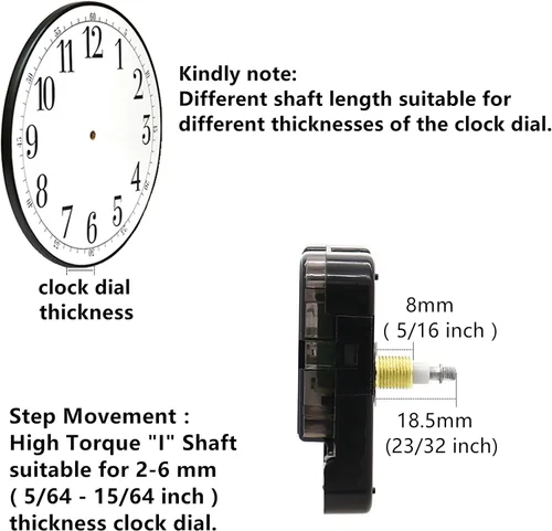 Miniatura 3 de TIKROUND 12888 Mecanismo de movimiento de reloj de pared de cuarzo DIY operado por batería piezas de reparación DIY de repuesto con 4