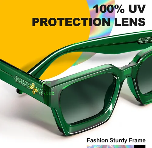 Miniatura 48 de VISOONE Moda 100% UV400 Protección Rectángulo TR90 Y2K Gafas de sol Accesorios para Mujeres Hombres RIVER, Carne de suelo/Gris Rosa