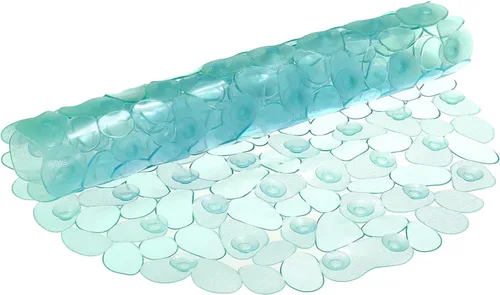 uxcell Tapete de ducha para bañera, 26 x 14.2 pulgadas, tapete ovalado de PVC antideslizante con agujeros de drenaje, ventosas para bañera, color