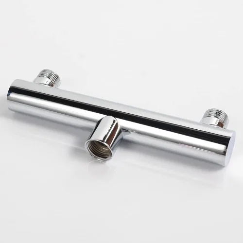 Miniatura 9 de Colector de ducha de doble salida con válvula de cierre, adecuado para sistema de ducha de doble rociador, cromo, STC03
