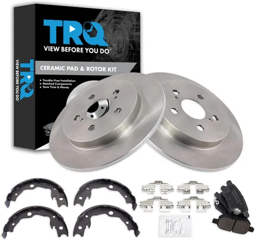 Miniatura 89 de TRQ Kit de pastillas de freno y rotor Posi trasero premium con zapatas de estacionamiento para camión GM SUV