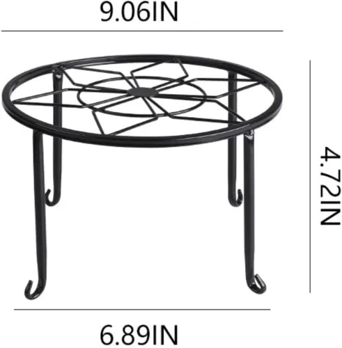 Miniatura 2 de Paquete de 4 soportes de metal negro para macetas de piso para plantas de interior y exterior de 23 cm, soporte para macetas de flores resistente