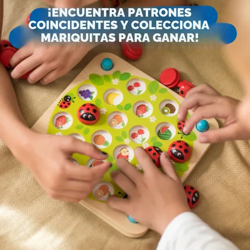 Miniatura 4 de Nene Toys Juego de Memoria del Jardín de la Mariquita – Juegos de Emparejar de Madera para Niños Pequeños de 3-5 – Juguete de Viaje para Niños